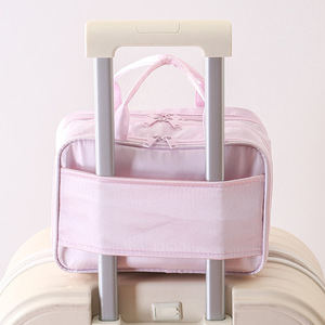 Bolsa de Aseo de Viaje de Tela Suave, Organizador de Maquillaje con Cremallera de Tres Niveles, Tipo <span class=keywords><strong>Maleta</strong></span> de Mano, para Uso Diario - Product Image 3