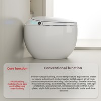 WC intelligent de luxe en forme d'œuf avec bouclier de mousse automatique, commande vocale, siège chauffant, bidet intelligent à siphon en S, à poser au sol