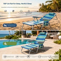 Chaise de plage pliable en aluminium légère Homevative XL Cooler+ Breeze |   Support de téléphone inclinable à 5 positions avec rangement intégré