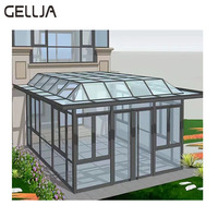 Véritable véranda moderne en aluminium avec toit en verre, terrasse de jardin miniature, dôme triangulaire, moulures pour villas, véranda 4 saisons facile à installer