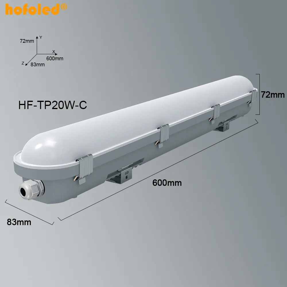 Hofoled ไฟ LED กันน้ำ20W 30W 40W,ไฟ LED ไอน้ำแน่น100-277V IP66 1.2ม. 4FT คลังสินค้าบรรจุภัณฑ์โรงรถไฟ LED Tri Proof