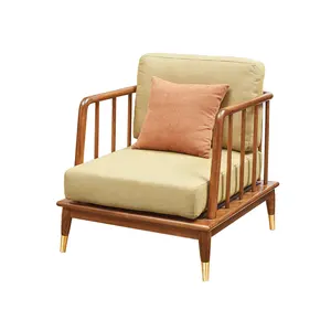 Sofa Mebel Modern Desain Nyaman Bingkai Kayu Ruang Tamu Kursi Tunggal Sofa Coklat PU Kulit Kursi Malas