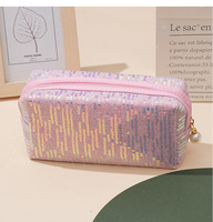 Nouvelles trousses de maquillage brillantes et irisées avec paillettes colorées, trousse à maquillage mignonne et portable, trousse à rouge à lèvres de grande capacité, pochette scintillante