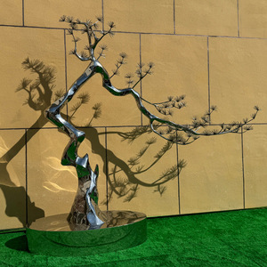 Stainless Steel <b>Tree</b> Sculpture 3120mm H 3500mm L <b>Outdoor</b> Garden Art Decoration Floor Mount Handmade Metal Mirror Design - Product Image 4