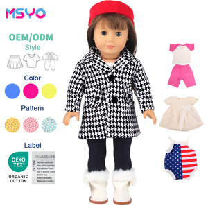 MSYO Ensemble Manteau Pied-de-Poule Hiver, Béret <span class=keywords><strong>et</strong></span> Bottes pour Poupée Américaine 18 pouces, pour Cadeaux en Gros - Product Image 1