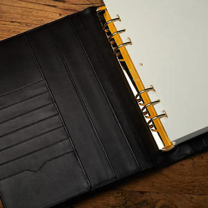 कस्टम A5 व्यापार पर्यावरण के अनुकूल निविड़ अंधकार चमड़े पत्रिका काले मगर अंगूठी नोटबुक बांधने की मशीन - Product Image 2