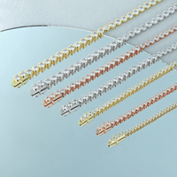 Étincelant 5A CZ Bijoux En Argent Bracelet Chaîne Ronde Zircon Cubique 14K Or Rempli 925 En Argent Sterling Tennis Bracelets pour Femme