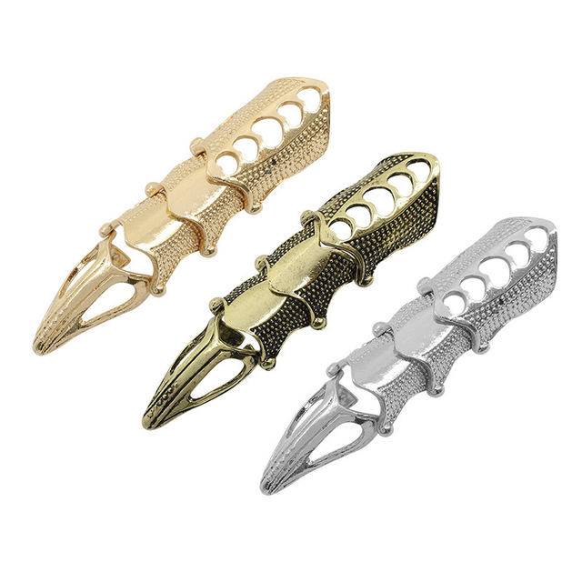 Factory Hot Sale Punk Gothic Rings Flectional Joint Rings Golden Knuckle Taloned Claws Armor Alloy Finger Rings Gift