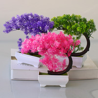 Plante artificielle en pot de lotus bonsai, décoration de bureau intérieure, centre de table en plastique de 19 cm pour tables basses