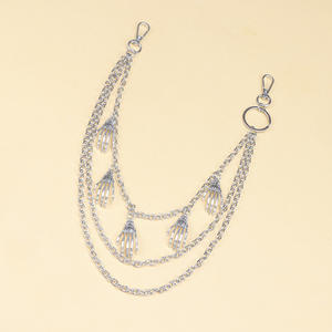 Colgante de mano de esqueleto, cadena de cintura de metal multicapa, accesorio de moda hip hop para Halloween - Product Image 2