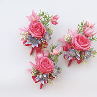 Arrangements floraux artificiels en tissu de roses faits à la main pour mariages, événements professionnels, inaugurations, corsages de poignet et boutonnières