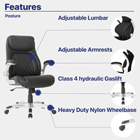 Kursi Kantor Bos Black Comfort High Back White Diamond dengan 5 Posisi Penyangga Pinggang Klik, Fungsi Pengunci Kemiringan, dan Putaran 360 Derajat