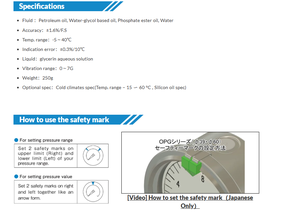 Genuine Japanese ASK Imported OPG-AT-G1/<strong>4</strong>-60X25MPa Pointer-Type Glycerine <strong>Pressure</strong> <strong>Gauge</strong> - Product Image 6