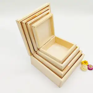 Tùy chỉnh kích thước thông hộp gỗ với bản lề Nắp bằng gỗ thủ công mỹ nghệ hộp