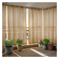 Rideaux d'extérieur en HDPE beige et noir avec œillets, 150 GSM, texture neutre élégante, tissu durable résistant aux intempéries