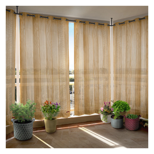 Beige Black HDPE Eyelet Outdoor Curtains 150 GSM with Elegant Neutral Texture Durable Weather Resistant Fabric - Product Image 1