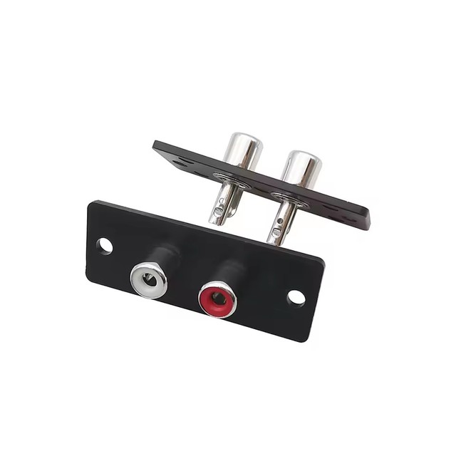 2 Way RCA Female Jack Connector Terminal Wall Panel Plate Input Phono Chassis Socket Audio AV Adapter