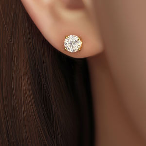<b>Fashion</b> <b>Stud</b> <b>Earrings</b> Bling CZ 18K Gold Plated Round Cut 5mm 7mm Zircon Dainty <b>Earrings</b> for Women - Product Image 2