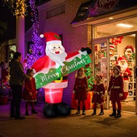 Santa Claus Inflable Gigante de Navidad con Pancarta Iluminada con LED, Decoración para Jardín Exterior, Accesorios para Fiestas Navideñas