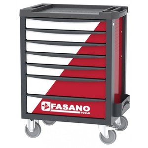 Fasano Tools 7 <b>Drawer</b> Rolling Tool Cart Red White Storage Cabinet with Wheels for <b>Workshop</b> Use - Product Image 1