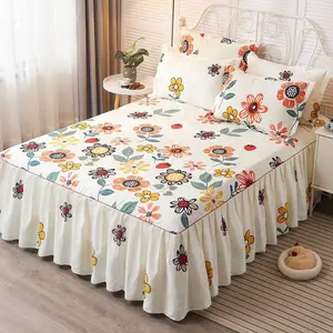 Sábana Ajustable Elástica de Fibra de Poliéster para Cama, Cubierta Protectora de Colchón con Flores, Textiles PARA EL Hogar, 1 Unidad