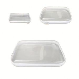 Transparent Waterproof Stackable Rectangular Cosmetic Storage Tray Zipper Closure Large Size for Desktop Jewelry <b>Lipstick</b> - Product Image 1