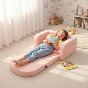 โซฟาเบดเด็กแบบกำมะหยี่ 2 in 1 โซฟาเด็กและเก้าอี้นั่งเล่นพร้อมผ้าห่ม โซฟาพับได้ - Product Image 3