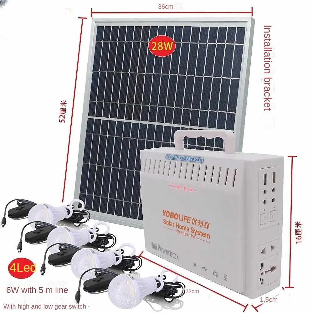 Oplaadbare Energie Zonnepaneel Power Opslag Generator Systeem Kit Usb Oplader Met Lamp Verlichting Voor Thuis Verlichting