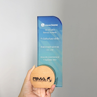 Impression couleur Gravure Plaque personnalisée Trophée en cristal avec base en bois