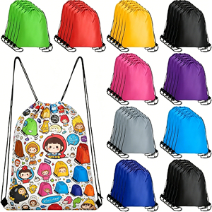 Customized <b>Drawstring</b> <b>Backpack</b> 210D Polyester Sublimation Printing Cartoon Pattern Unisex Casual School Bag - Product Image 1
