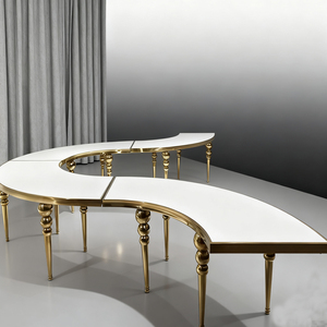 Arche de mariage en forme de demi-cercle, dorée, modulaire, table de banquet, assemblage facile, se transforme en grande table ronde - Product Image 3
