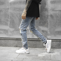Pantalon jean de créateur réfléchissant pour homme, pantalon de style Hip Hop Streetwear déchiré, pantalon Jens coréen pour homme