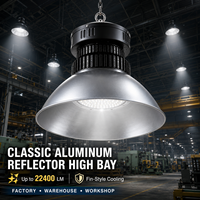 Projecteur LED Industriel à Réflecteur en Aluminium Traditionnel 50W-240W SMD 3030 à Refroidissement par Ailettes pour Entrepôt, Usine et Atelier