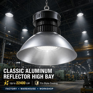 Lampada LED Industriale Tradizionale con Riflettore in Alluminio 50W-240W SMD 3030 con Raffreddamento a Pinne per Magazzini, Fabbriche e Officine - Product Image 1