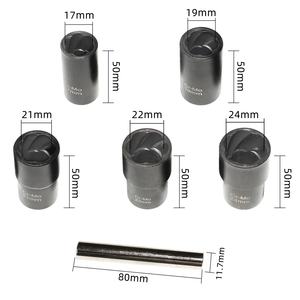 Lot de 6 extracteurs de vis cassées endommagées pour enlever les écrous de roue Jeu de douilles pour extracteurs d'écrous de roue 17mm 19mm 21mm 22mm 24mm - Product Image 5