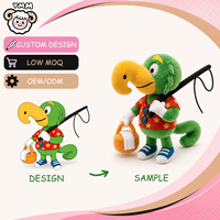 Peluche Mascotte Personnalisée Pêcheur-Araignée, Fabrication OEM/ODM à partir de Dessins, Poupée Oiseau Rembourrée avec Canne à Pêche et Panier, Faible MOQ