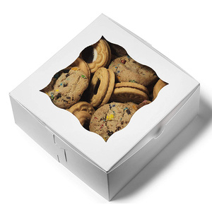 Bánh Trắng bánh ngọt hộp với cửa sổ 6x6x2.5 "Pastry container Cookie tráng miệng Hộp bao bì cho bánh Bánh Donut <span class=keywords><strong>Macaron</strong></span> - Product Image 2