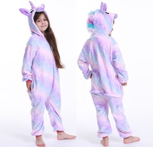 Combinaison en flanelle pour enfants, <span class=keywords><strong>pyjama</strong></span> mignon, <span class=keywords><strong>licorne</strong></span>, <span class=keywords><strong>kigurumi</strong></span>, vêtements de nuit de dessin animé, cadeau de Noël, vente en gros, costumes d'Halloween - Product Image 2