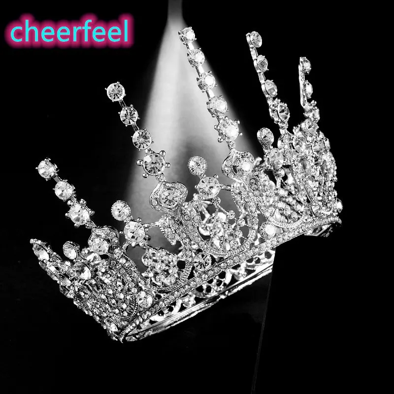 Cheerfeel lujo circones cúbicos redonda ballet y baile coronas tiaras de moda para las mujeres y de la boda de novia corona HP-375