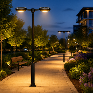 Lampe solaire LED moderne pour jardin, IP65, en aluminium et fonte, pour cour, aménagement paysager extérieur, villa, parc, éclairage de rue, projet d'éclairage - Product Image 4