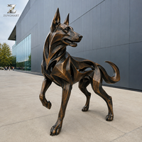 Sculpture de Berger Allemand en Bronze, Artisanat Métallique, Moulage Réaliste, Statue Animale Écologique pour Entrée de Villa, Jardin et Parc