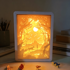 Lámpara LED Decorativa de Regalo, Caja de Luz 3D con Diseño de Papel Tallado, Caja de Luz con Diseño Chino, Caja de Sombra Iluminada con Paisaje Natural, Patrón Creativo - Product Image 2