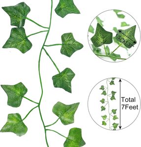 Feuilles de lierre artificielles vertes, feuilles de panier, plante en rotin de 2,2 m, fausses feuilles suspendues, fleurs pour mur de mariage - Product Image 4