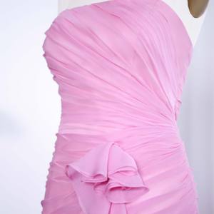 Vestido de Festa Sereia Rosa Claro com Babados Sharon Said SF077 Sem Alças para Casamento, Formatura e Eventos Formais - Sem Estoque - Product Image 3