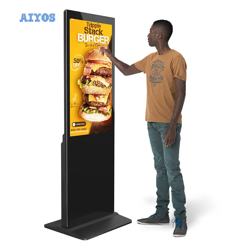 43 49 55 65 Inch Indoor Floor Standing Android Wifi Shopping Mall Advertising Touch Screen Kiosk