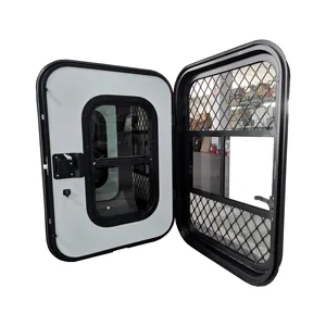 RV Entry Door With Lifting Window Aluminum Alloy Panel Use In Trailer Caravan Motorhome Camper