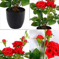 Dekorative Handgefertigte Künstliche Rote Rose Bonsai Künstliche Topfrose Pflegefreie Blume für Heim- und Hoteldekoration Zurück zur Schule