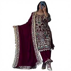 FATEMA FASHION Salwar Kameez Tradicional Indio de Seda Crujiente, Secado Rápido, para Todas las Estaciones, Verde, Bordado, Corte Regular, Moderno para Mujer - Product Image 1