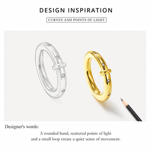 แหวนวงแหวนเซอร์โคเนีย สแตนเลสสตีล ชุบทอง 14K แบบสุญญากาศ พร้อมดีเทลห่วง ขนาดกว้าง 0.35 ซม. ไซส์ US 7 เครื่องประดับ - Product Image 2