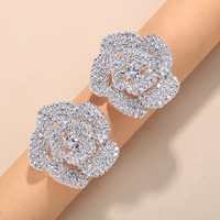 Anting Stud Berhiaskan Batu Rhinestone Bunga Terlaris untuk Wanita, Berlapis Emas dan Perak, Ramah Lingkungan, Anting Berkualitas Tinggi